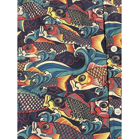 WeSC Men's M Women’s Large SS Oden Koi AOP Japanese Pattern Multicolor Shirt New - Picture 10 of 12